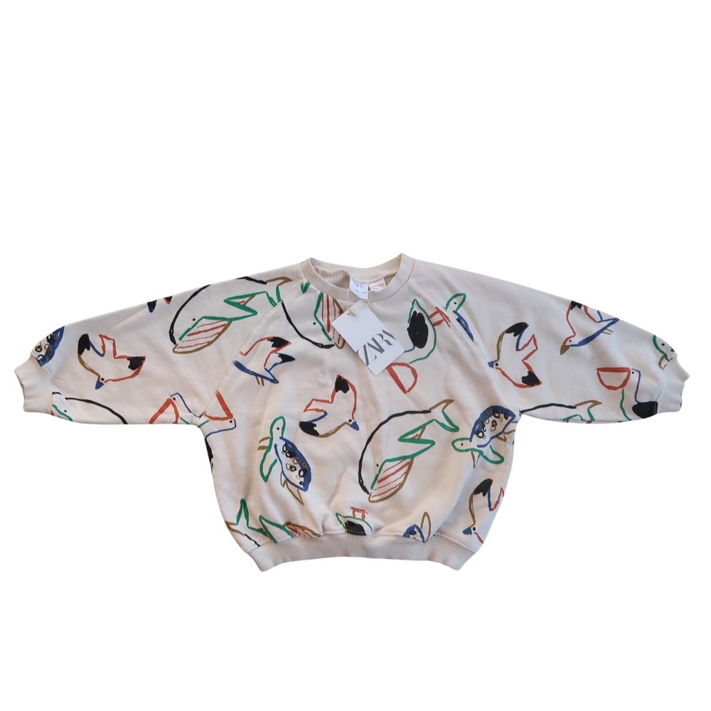 Zara Kids (NWT) Boys Fun Animal Print Sweatshirt Size 4-5